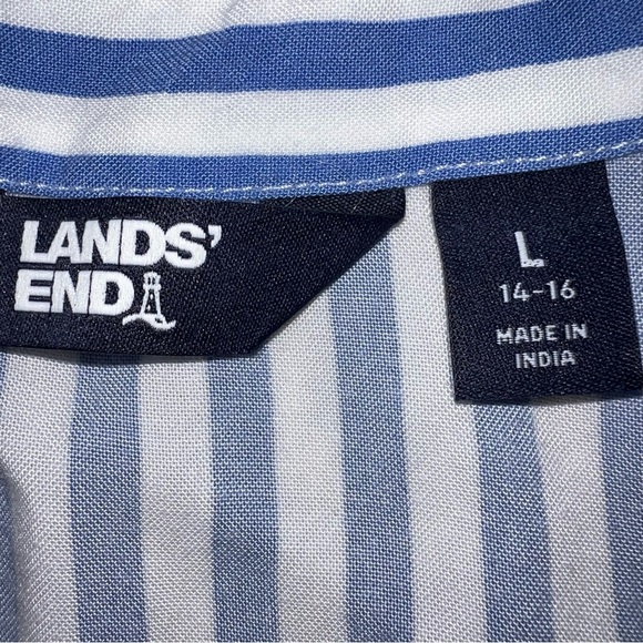 Lands End Blu and White Striped Dress Size Large - Picture 5 of 5